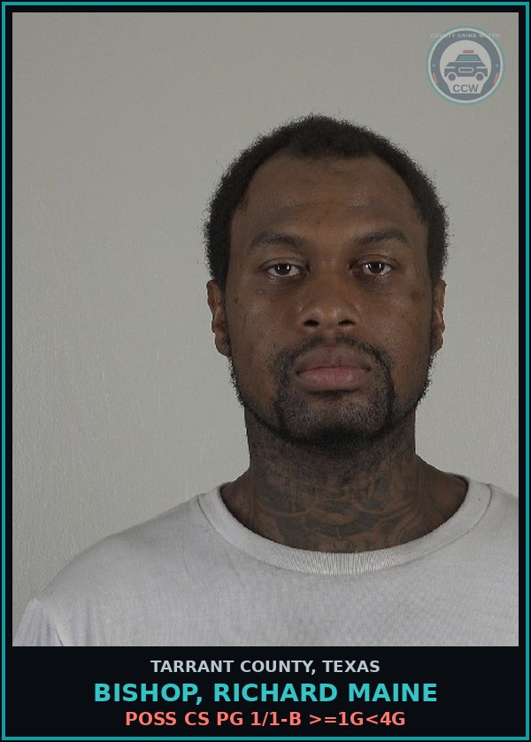 Booking mugshot of Bishop, Richard Maine in Tarrant County