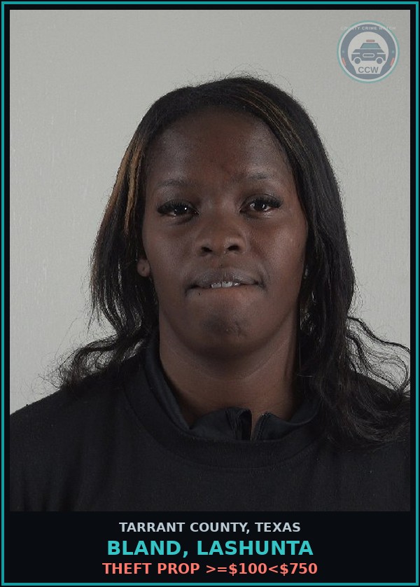Booking mugshot of Bland, Lashunta in Tarrant County