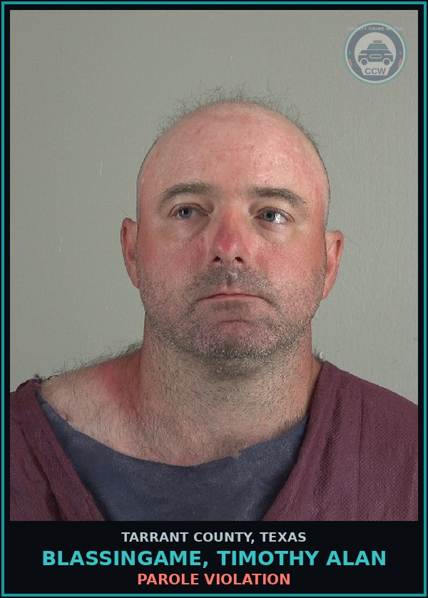Booking mugshot of Blassingame, Timothy Alan in Tarrant County