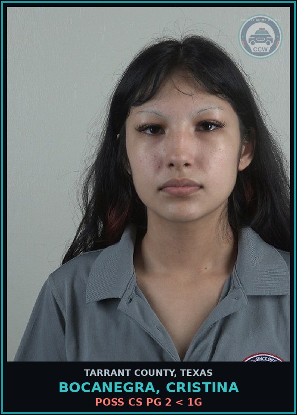 Booking mugshot of Bocanegra, Cristina in Tarrant County
