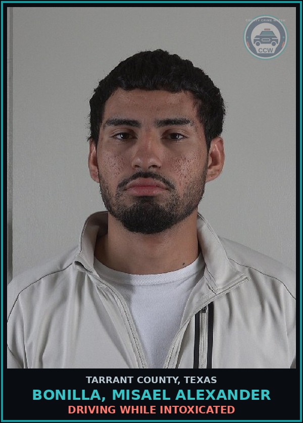 Booking mugshot of Bonilla, Misael Alexander in Tarrant County