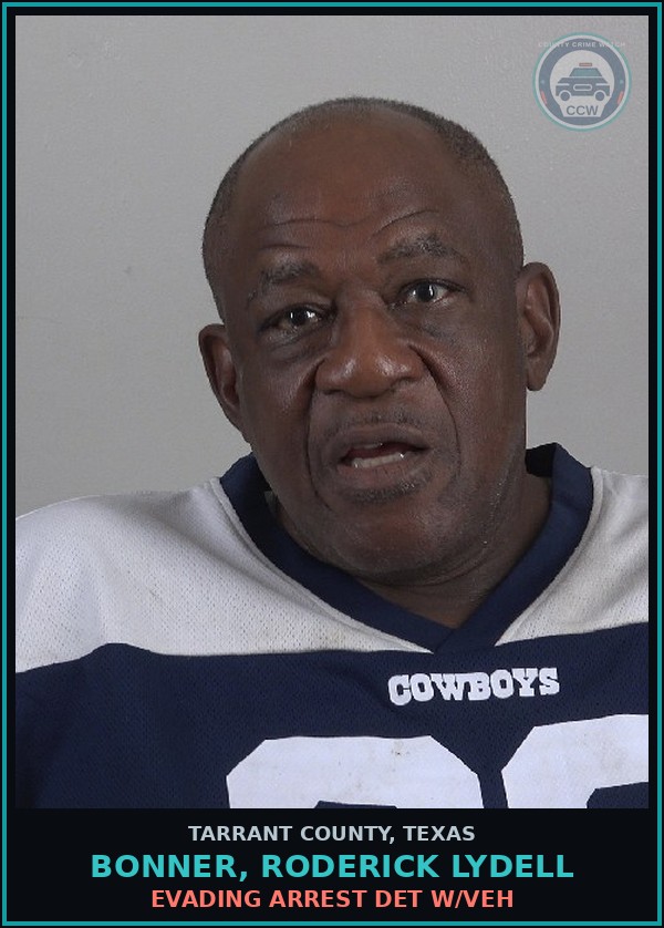 Booking mugshot of Bonner, Roderick Lydell in Tarrant County