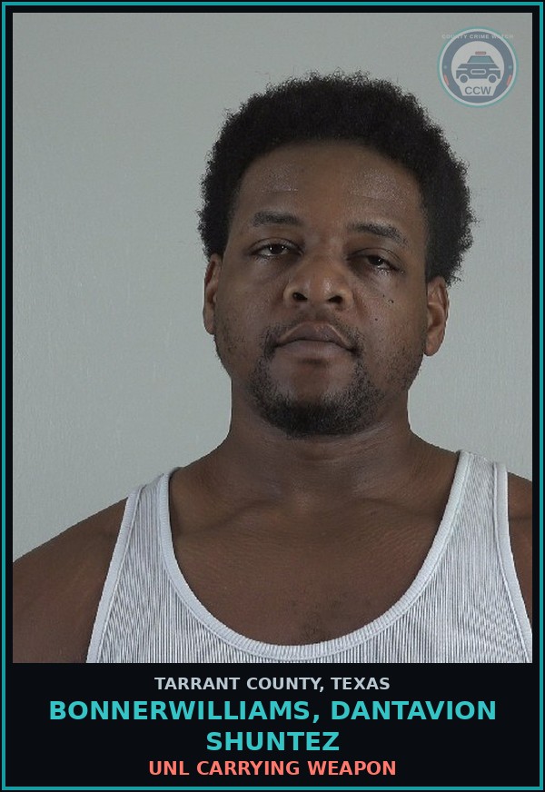 Booking mugshot of Bonnerwilliams, Dantavion Shuntez in Tarrant County