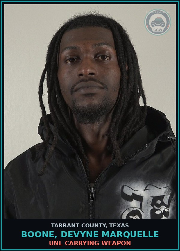 Booking mugshot of Boone, Devyne Marquelle in Tarrant County