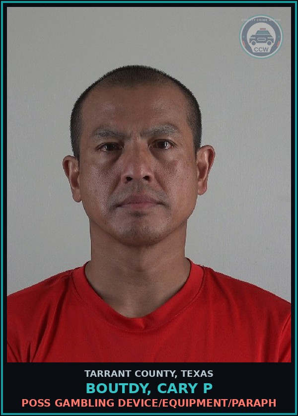 Booking mugshot of Boutdy, Cary P in Tarrant County