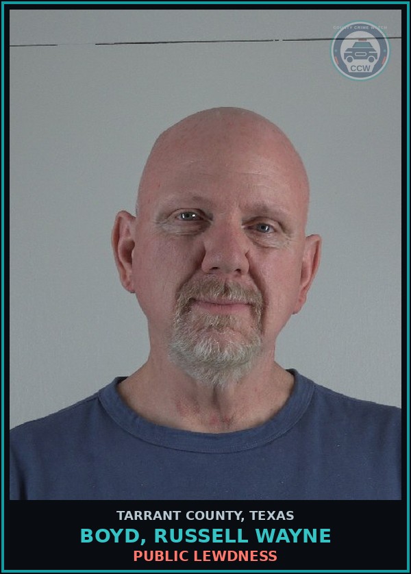 Booking mugshot of Boyd, Russell Wayne in Tarrant County