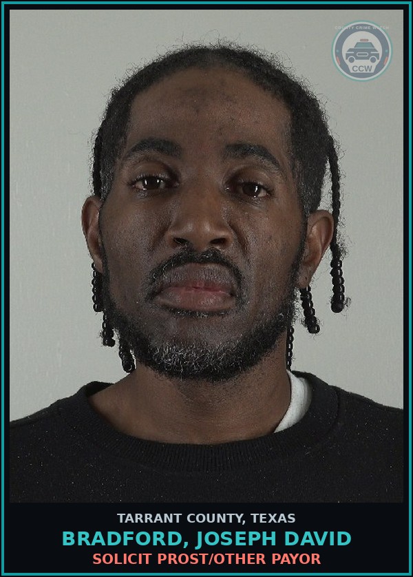 Booking mugshot of Bradford, Joseph David in Tarrant County