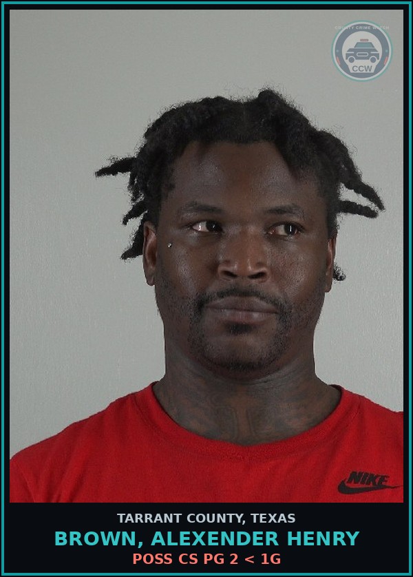 Booking mugshot of Brown, Alexender Henry in Tarrant County
