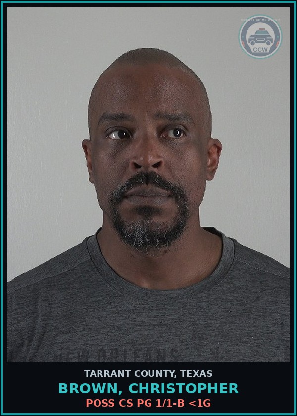 Booking mugshot of Brown, Christopher in Tarrant County