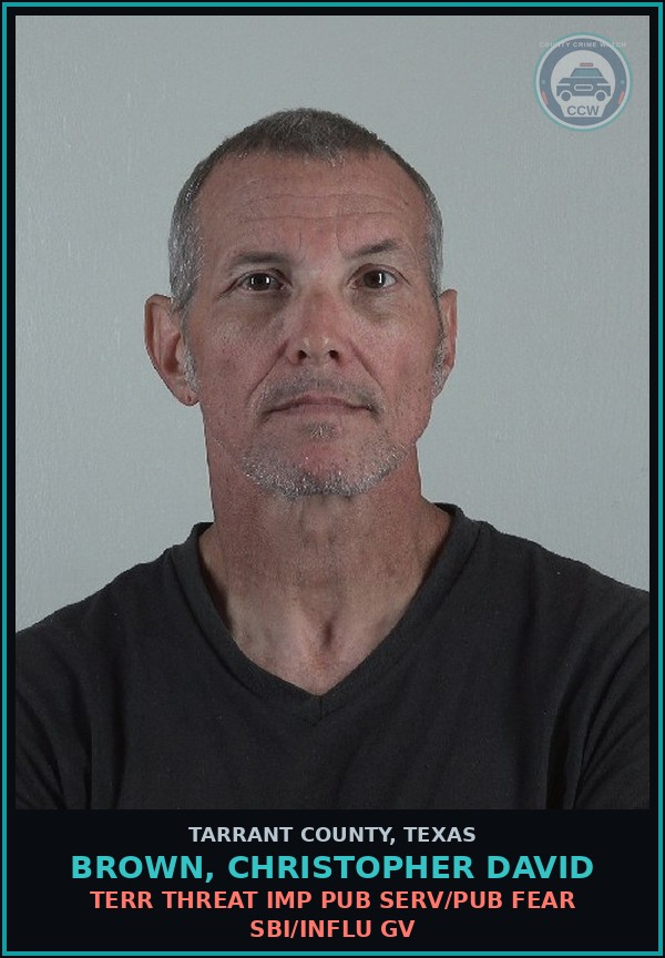 Booking mugshot of Brown, Christopher David in Tarrant County