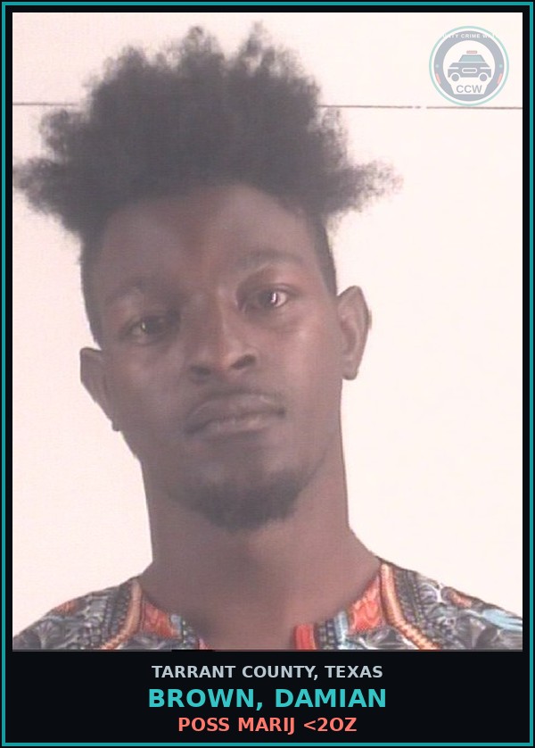 Booking mugshot of Brown, Damian in Tarrant County