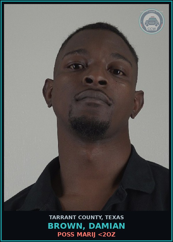 Booking mugshot of Brown, Damian in Tarrant County