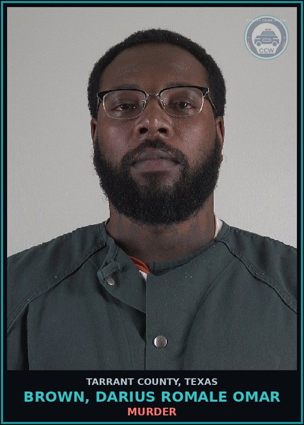 Booking mugshot of Brown, Darius Romale Omar in Tarrant County