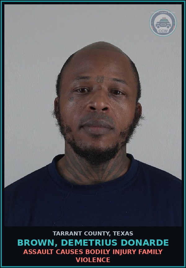 Booking mugshot of Brown, Demetrius Donarde in Tarrant County