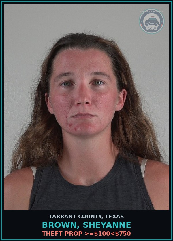 Booking mugshot of Brown, Sheyanne in Tarrant County