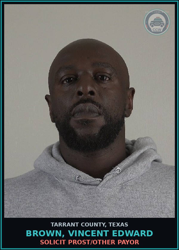 Booking mugshot of Brown, Vincent Edward in Tarrant County