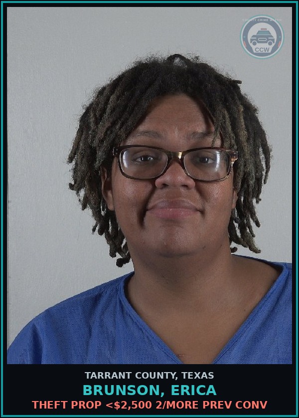 Booking mugshot of Brunson, Erica in Tarrant County