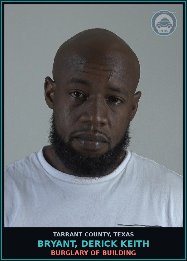 Booking mugshot of Bryant, Derick Keith in Tarrant County