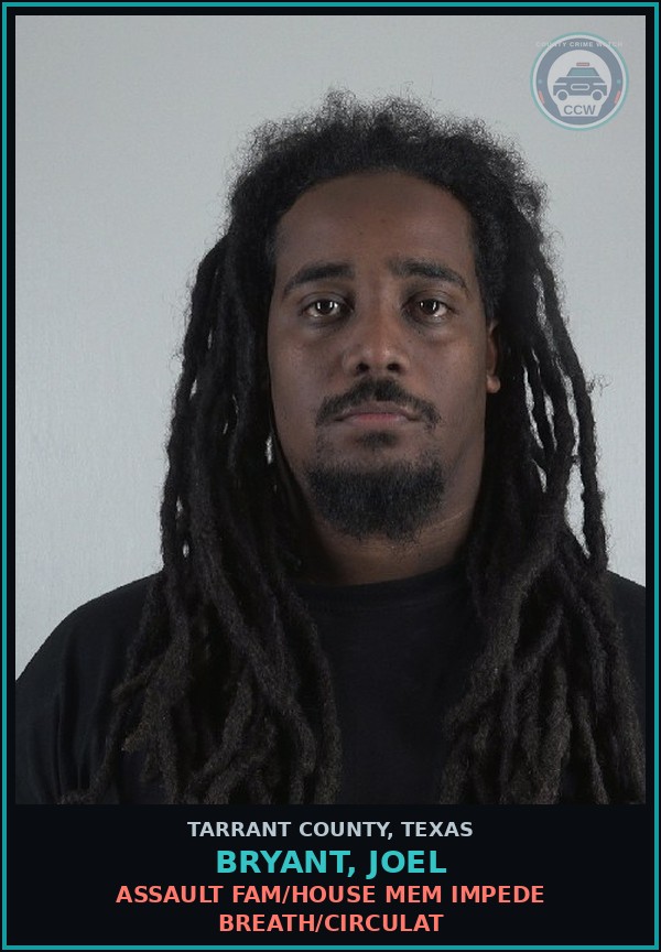 Booking mugshot of Bryant, Joel in Tarrant County
