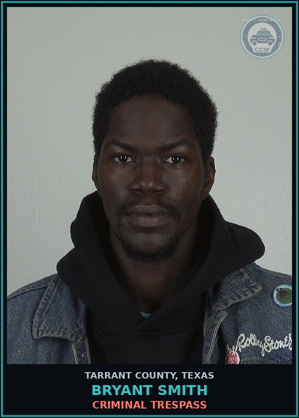 Booking mugshot of Bryant Smith in Tarrant County