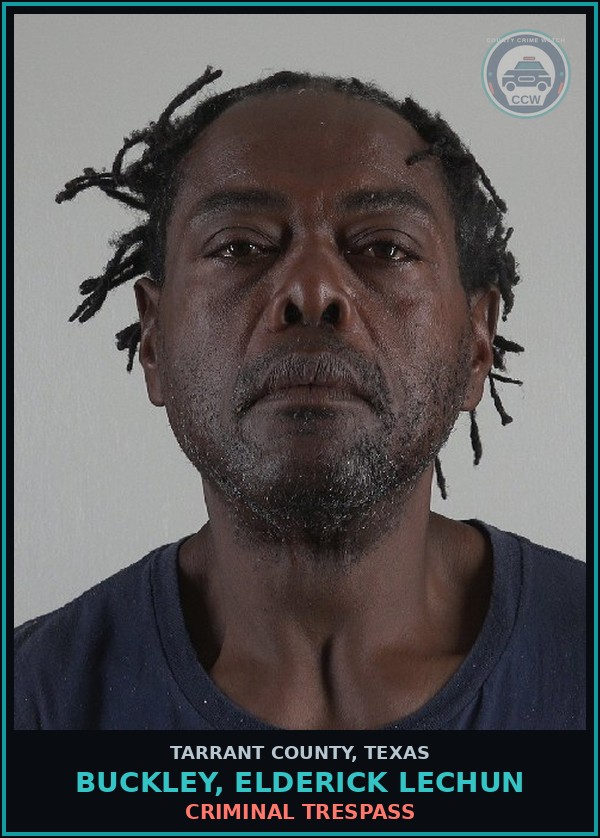 Booking mugshot of Buckley, Elderick Lechun in Tarrant County