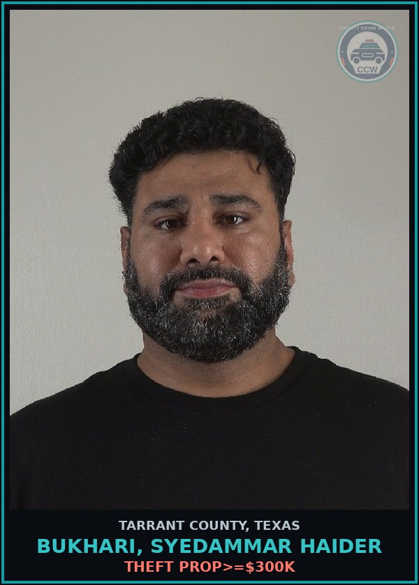 Booking mugshot of Bukhari, Syedammar Haider in Tarrant County