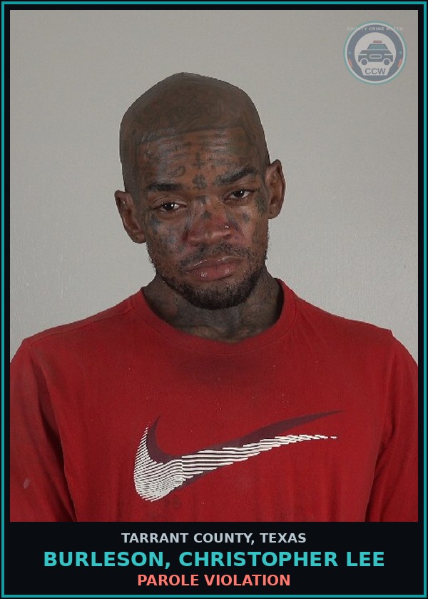 Booking mugshot of Burleson, Christopher Lee in Tarrant County