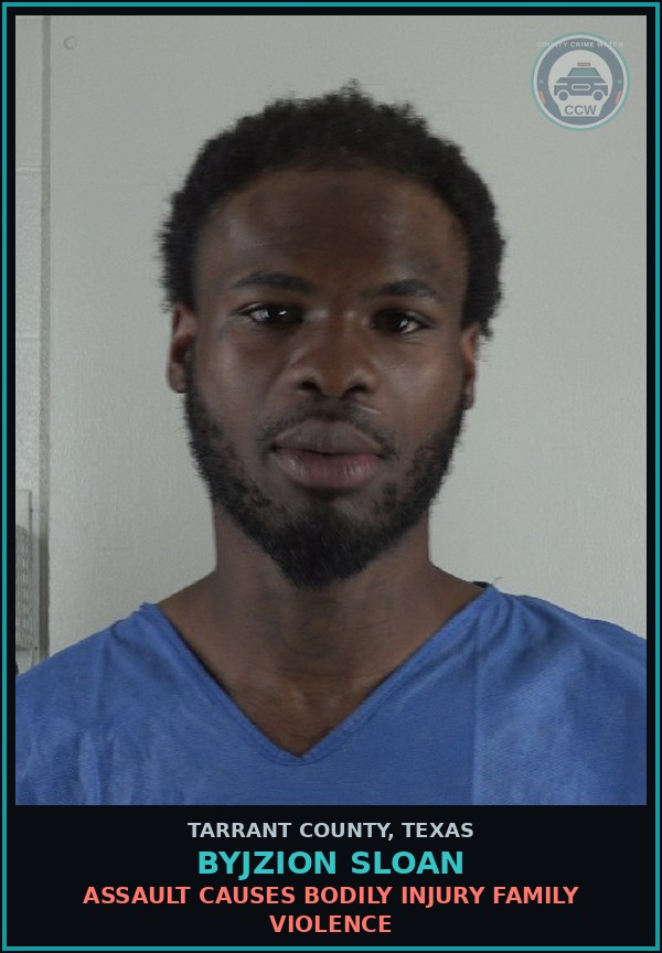 Booking mugshot of Byjzion Sloan in Tarrant County