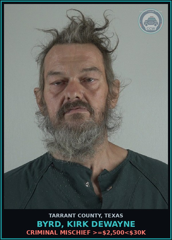 Booking mugshot of Byrd, Kirk Dewayne in Tarrant County