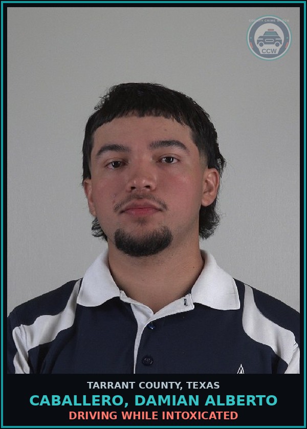 Booking mugshot of Caballero, Damian Alberto in Tarrant County