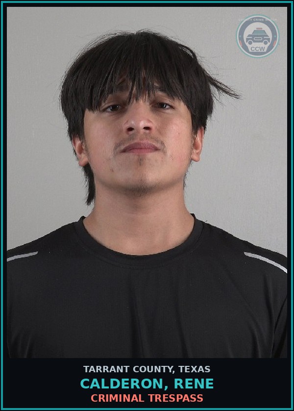 Booking mugshot of Calderon, Rene in Tarrant County