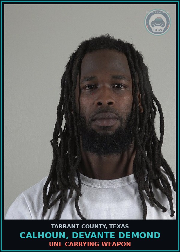 Booking mugshot of Calhoun, Devante Demond in Tarrant County