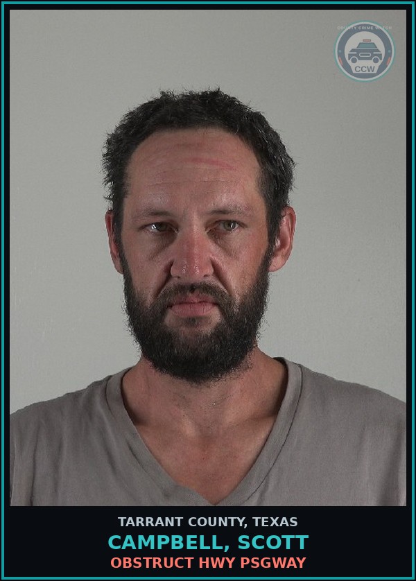 Booking mugshot of Campbell, Scott in Tarrant County