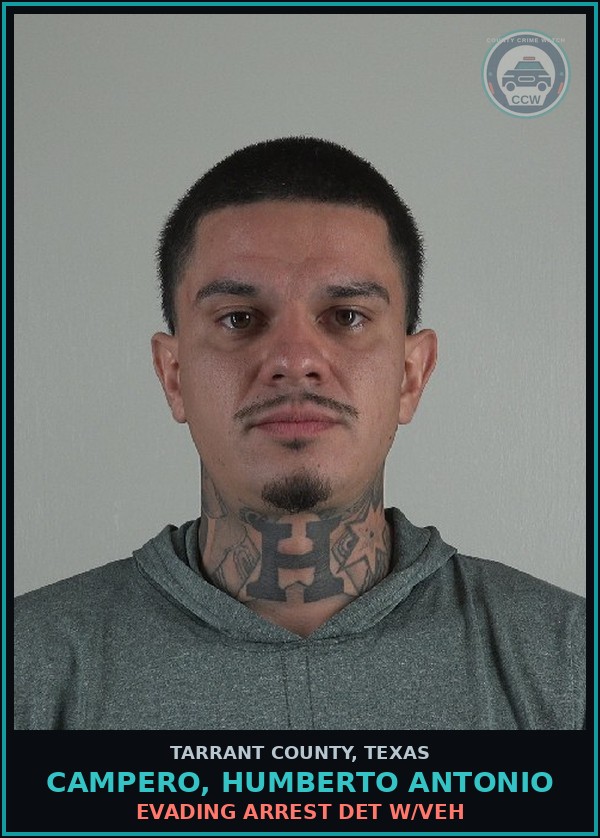 Booking mugshot of Campero, Humberto Antonio in Tarrant County
