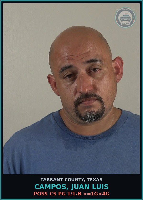 Booking mugshot of Campos, Juan Luis in Tarrant County