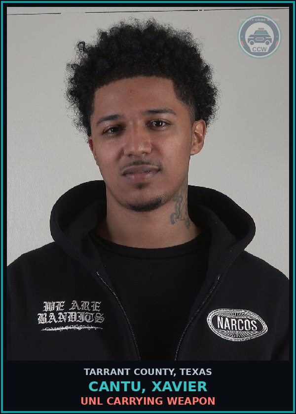 Booking mugshot of Cantu, Xavier in Tarrant County
