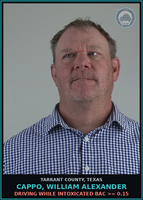 Booking mugshot of Cappo, William Alexander in Tarrant County
