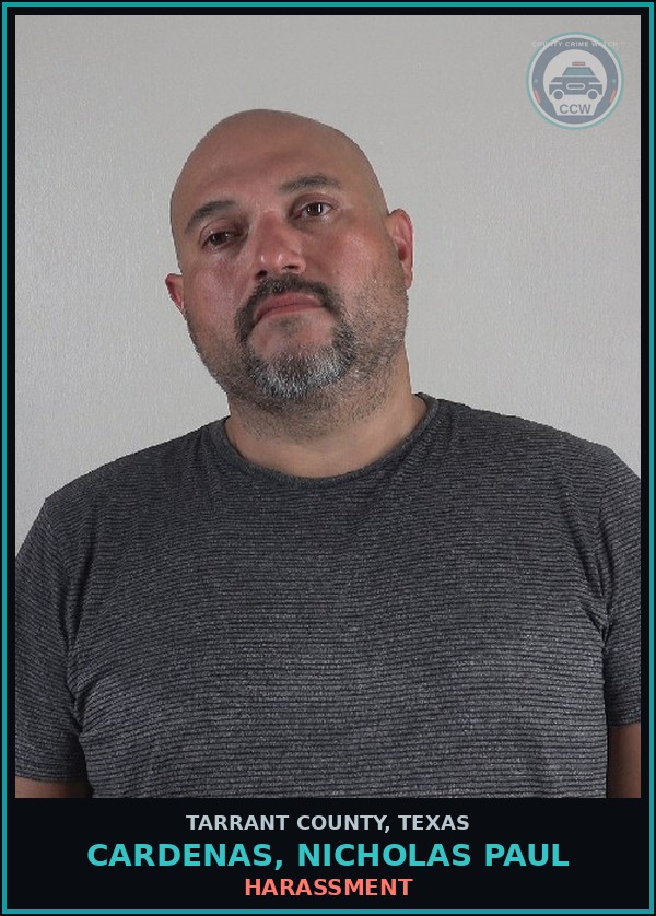 Booking mugshot of Cardenas, Nicholas Paul in Tarrant County