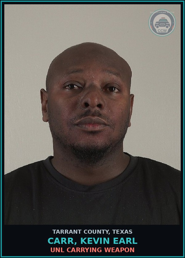 Booking mugshot of Carr, Kevin Earl in Tarrant County