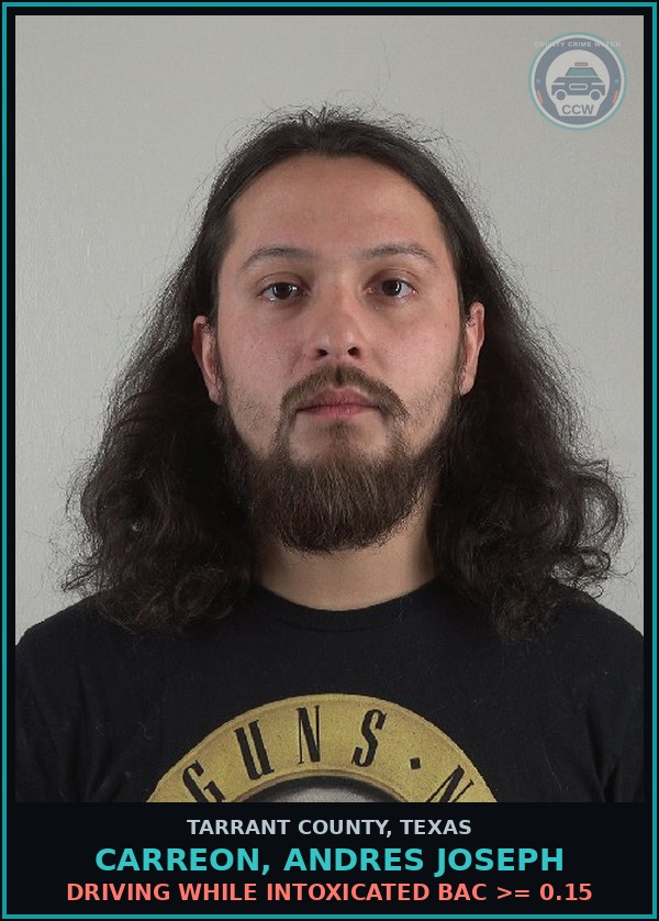 Booking mugshot of Carreon, Andres Joseph in Tarrant County