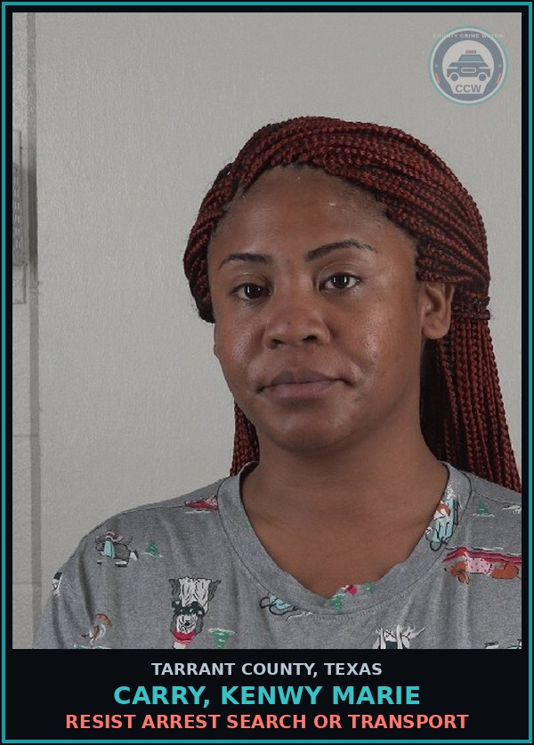 Booking mugshot of Carry, Kenwy Marie in Tarrant County