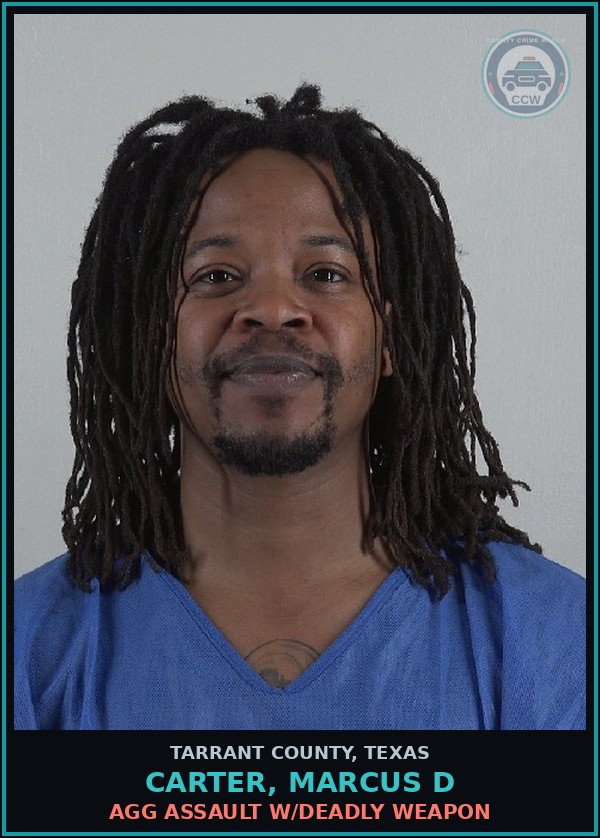 Booking mugshot of Carter, Marcus D in Tarrant County