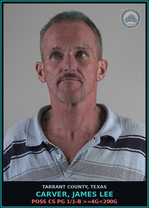 Booking mugshot of Carver, James Lee in Tarrant County
