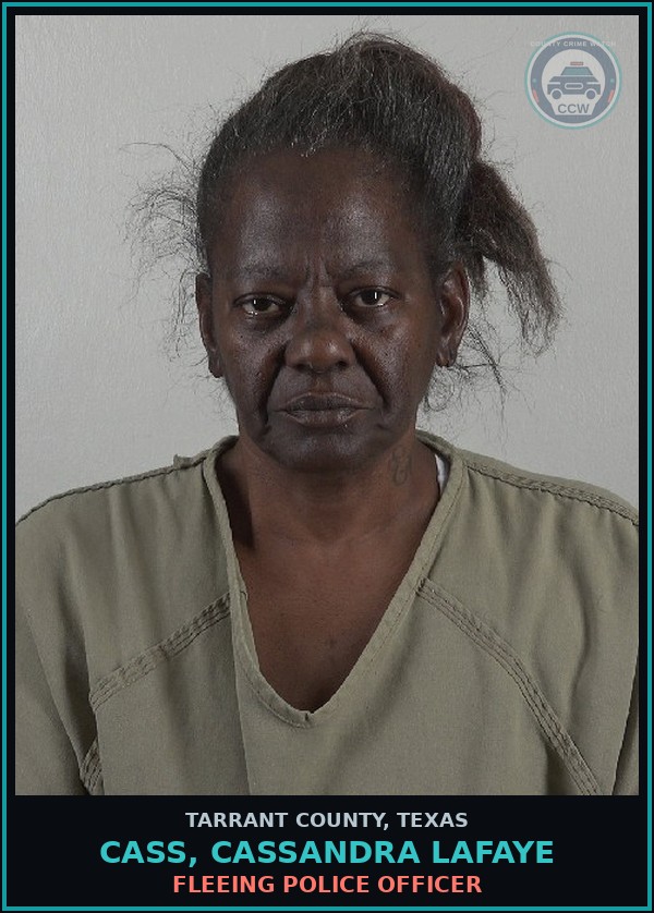 Booking mugshot of Cass, Cassandra Lafaye in Tarrant County