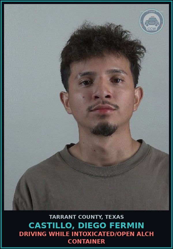 Booking mugshot of Castillo, Diego Fermin in Tarrant County