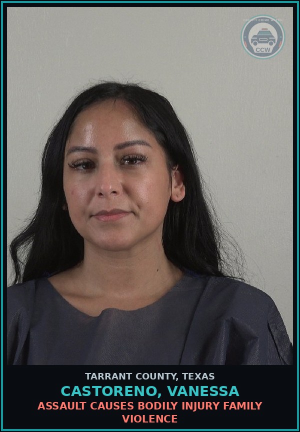 Booking mugshot of Castoreno, Vanessa in Tarrant County