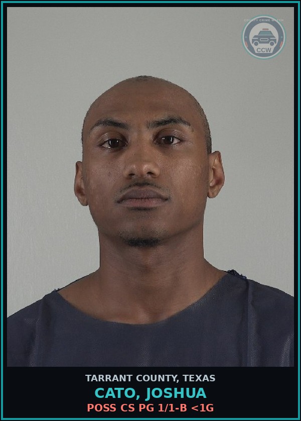Booking mugshot of Cato, Joshua in Tarrant County