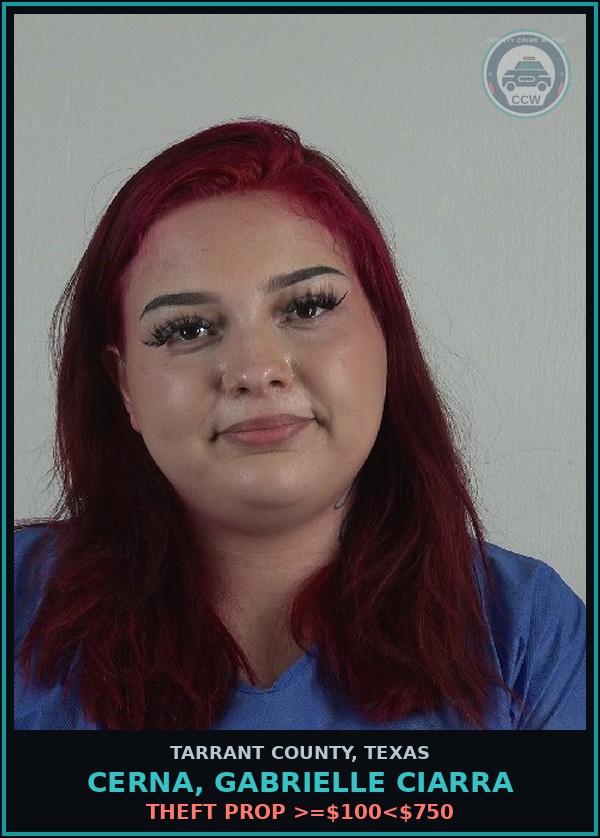 Booking mugshot of Cerna, Gabrielle Ciarra in Tarrant County