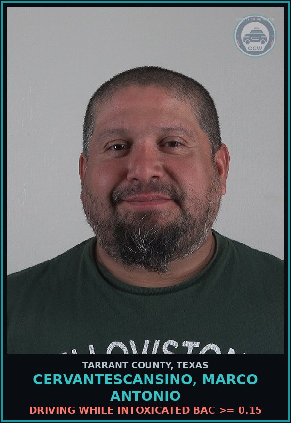 Booking mugshot of Cervantescansino, Marco Antonio in Tarrant County