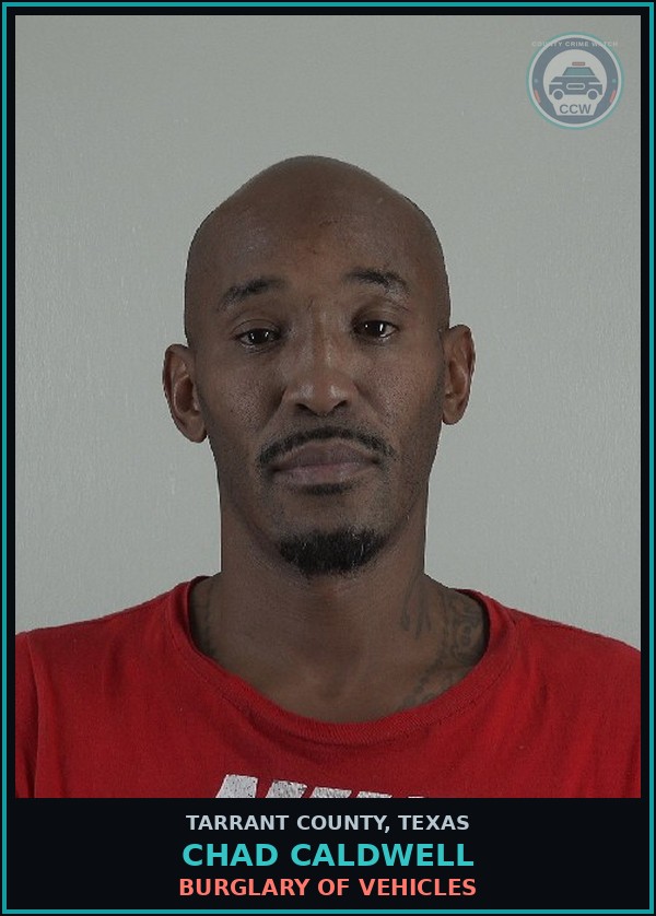 Booking mugshot of Chad Caldwell in Tarrant County